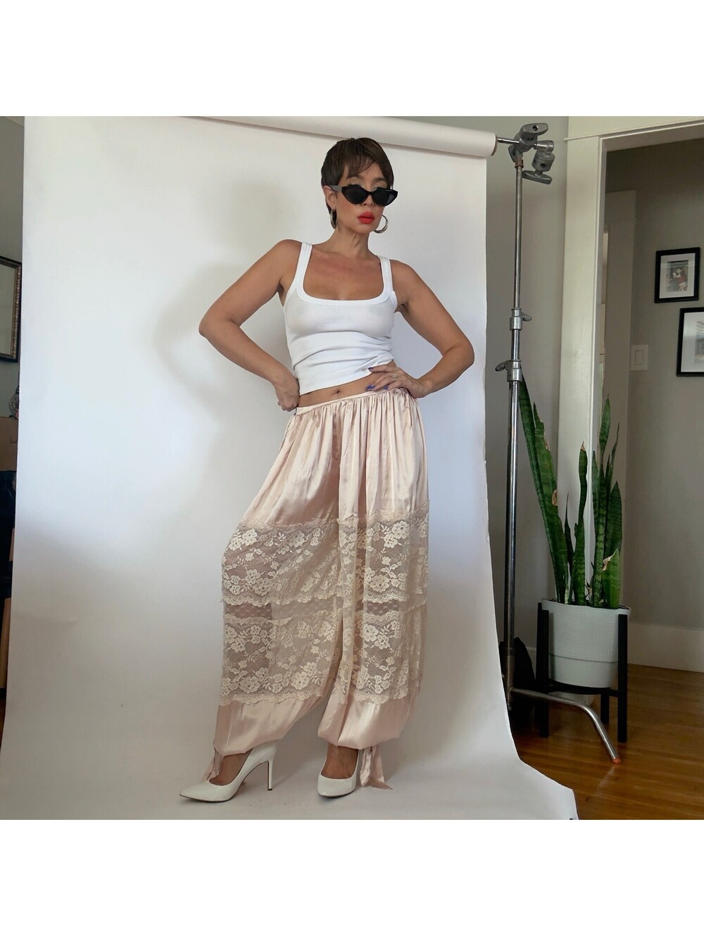 Y2K Lace Satin Pants